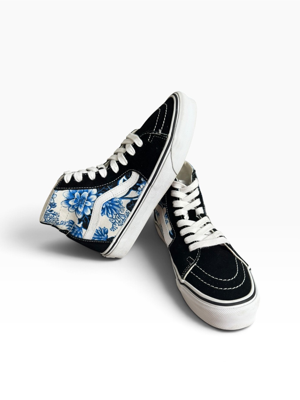 Vans Sk8-Hi Floral High Top Sneakers Black Blue White Women’s 7.5 Men’s 6